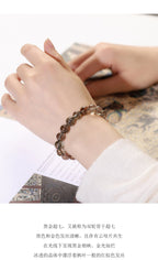 Zenflowing Natural Rutilated Quartz Bracelet – Clear Ice-Cut Round Beads for Men & Women