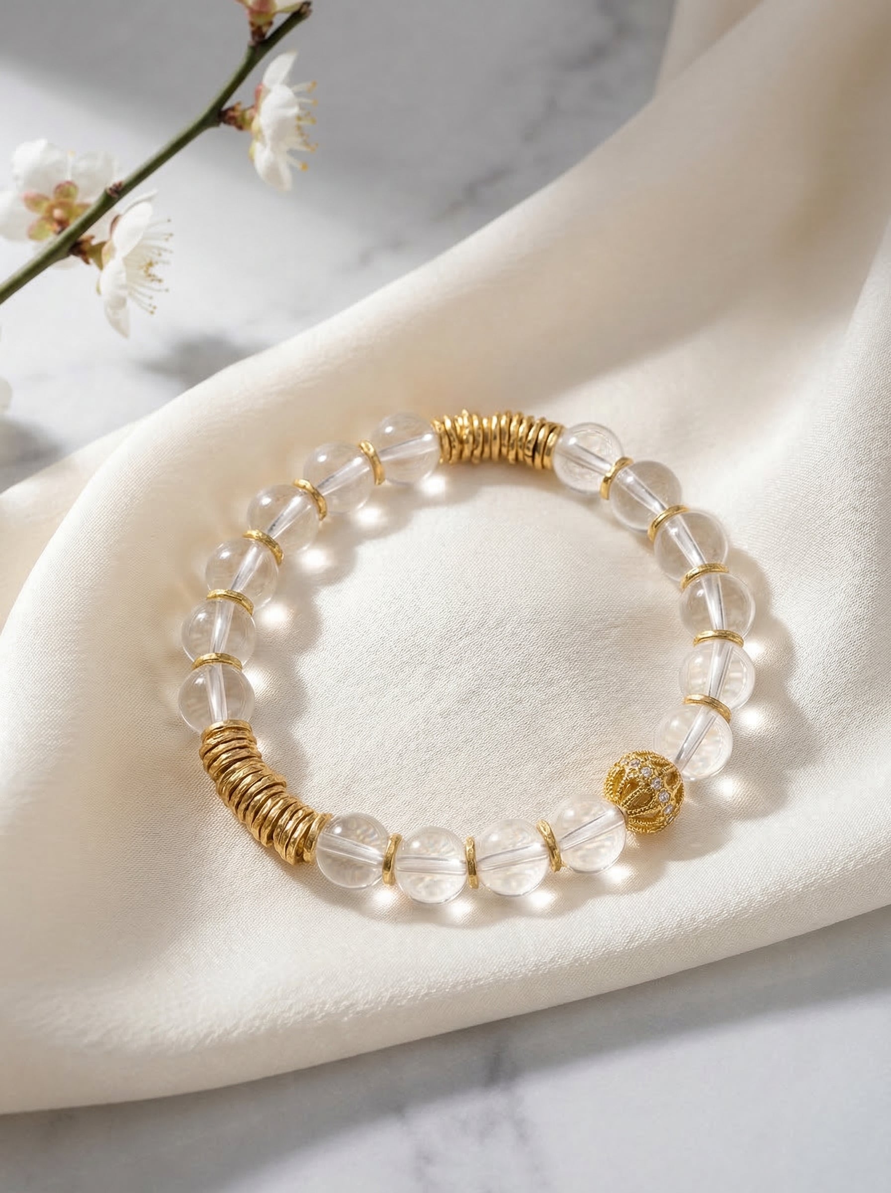 Zenflowing Natural White Crystal Ancient Wrapped Energy Bracelet
