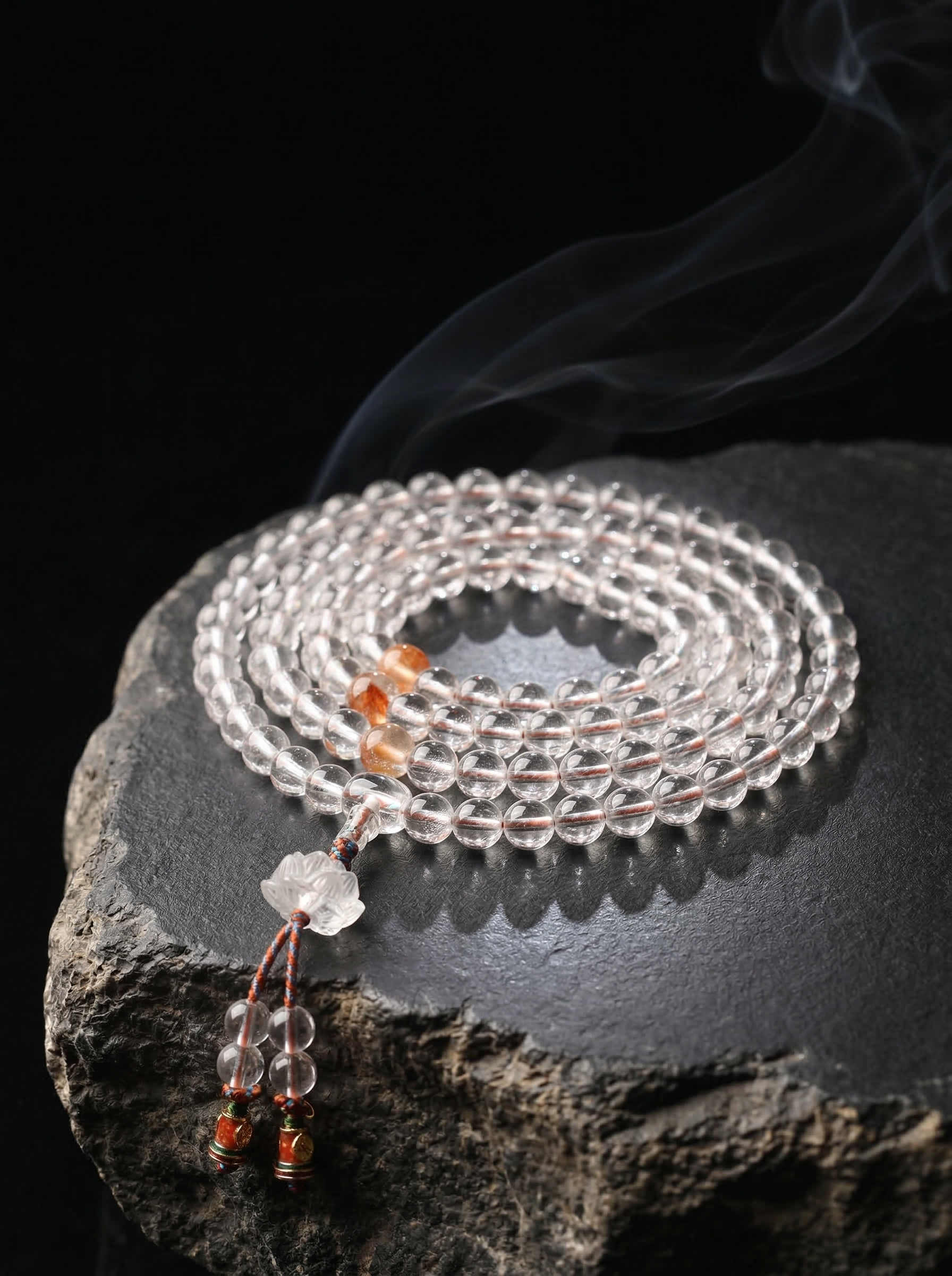 Zenflowing Natural White Crystal 108 Beads Mala Bracelet