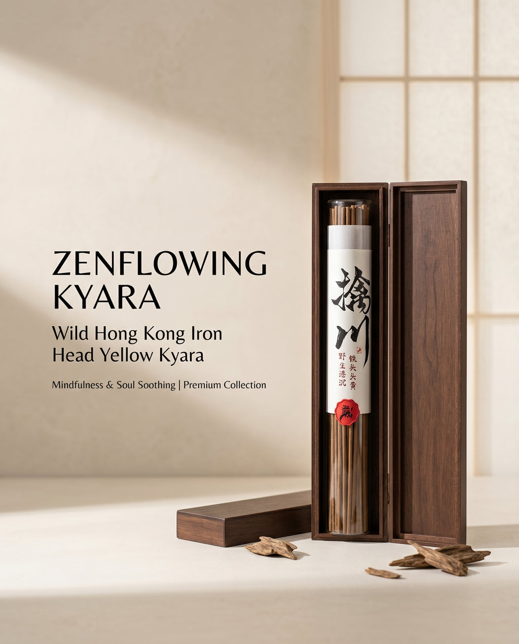Zenflowing Yoga Mindfulness & Soul Soothing Wild Hong Kong Iron Head Yellow Kyara Sandalwood Incense Stick