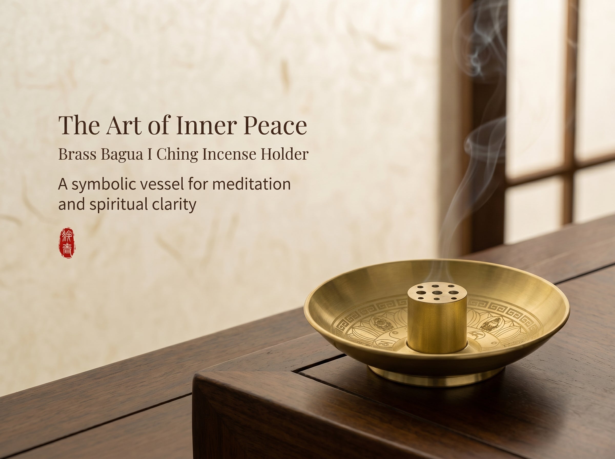 Zenflowing Brass Bagua I Ching Incense Holder Tray