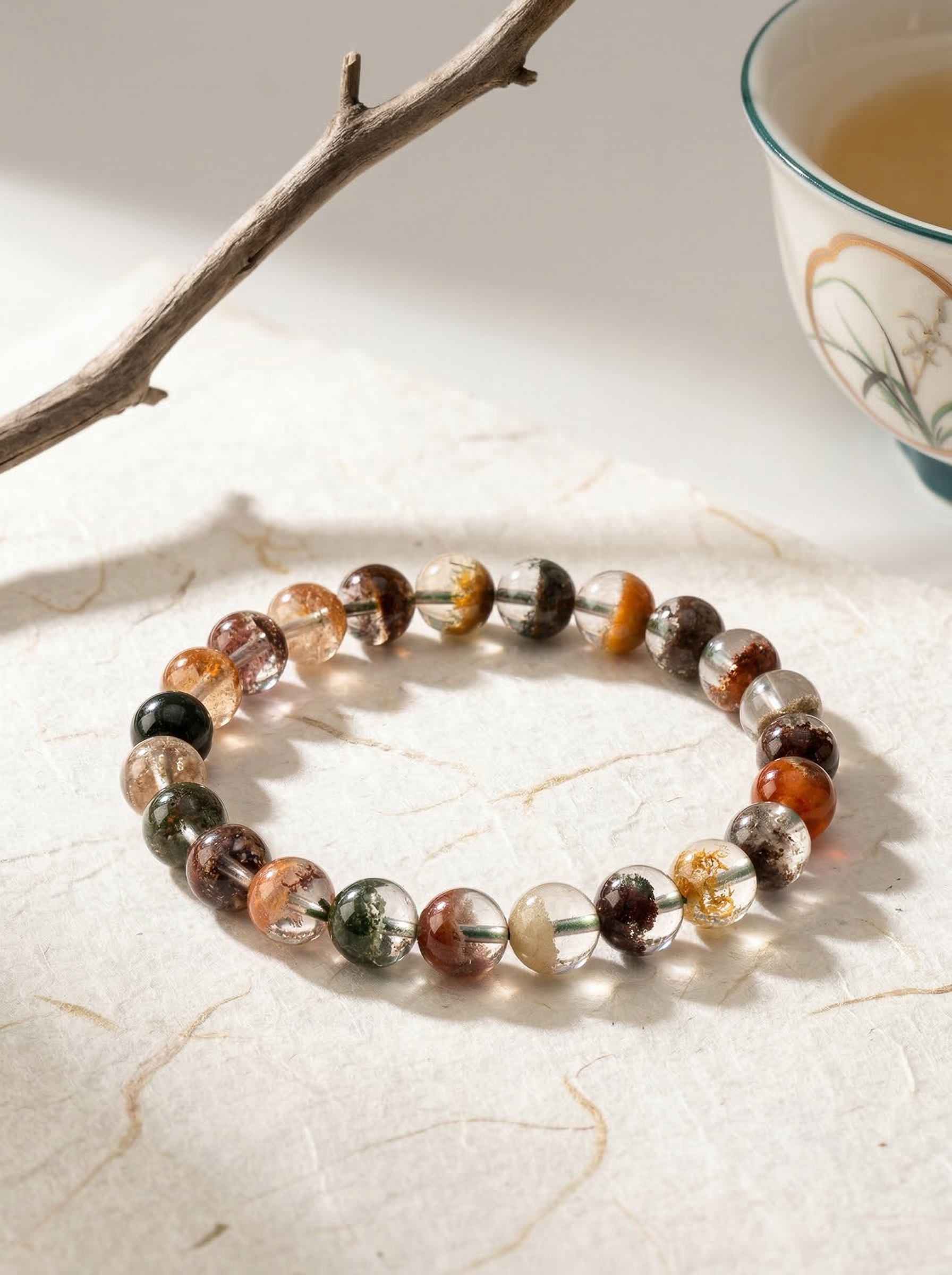 Zenflowing Natural Five Elements Phantom Crystal Bracelet – Four Seasons Harmony