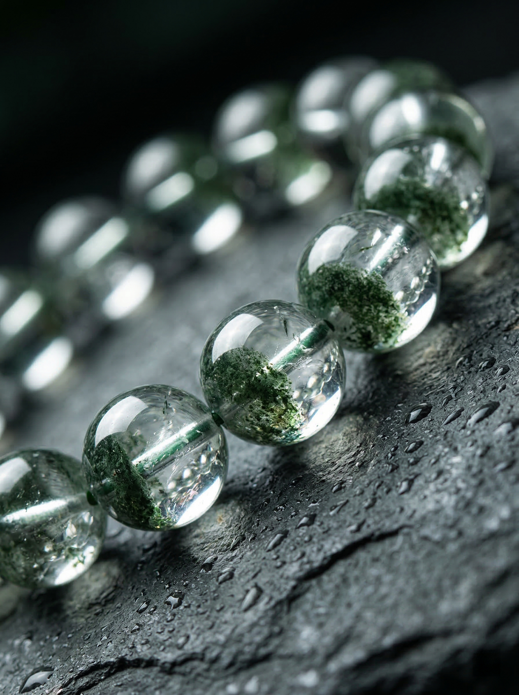 Zenflowing Natural Green Phantom Crystal Wealth Bracelet