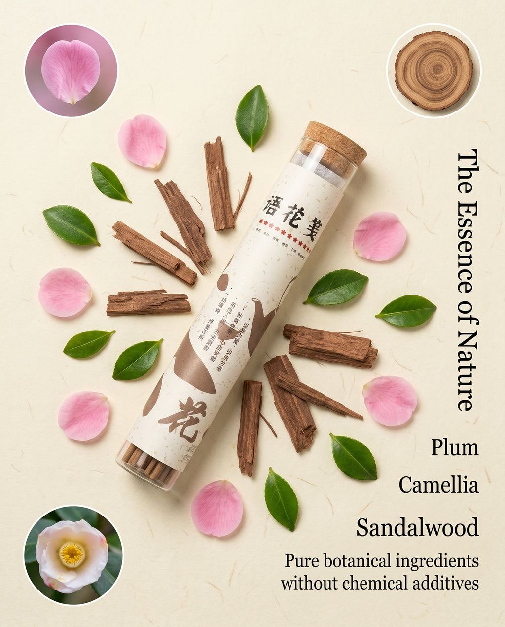 Zenflowing Energizing & Focus Enhancing Plum Blossom Camellia Sandalwood Incense Stick