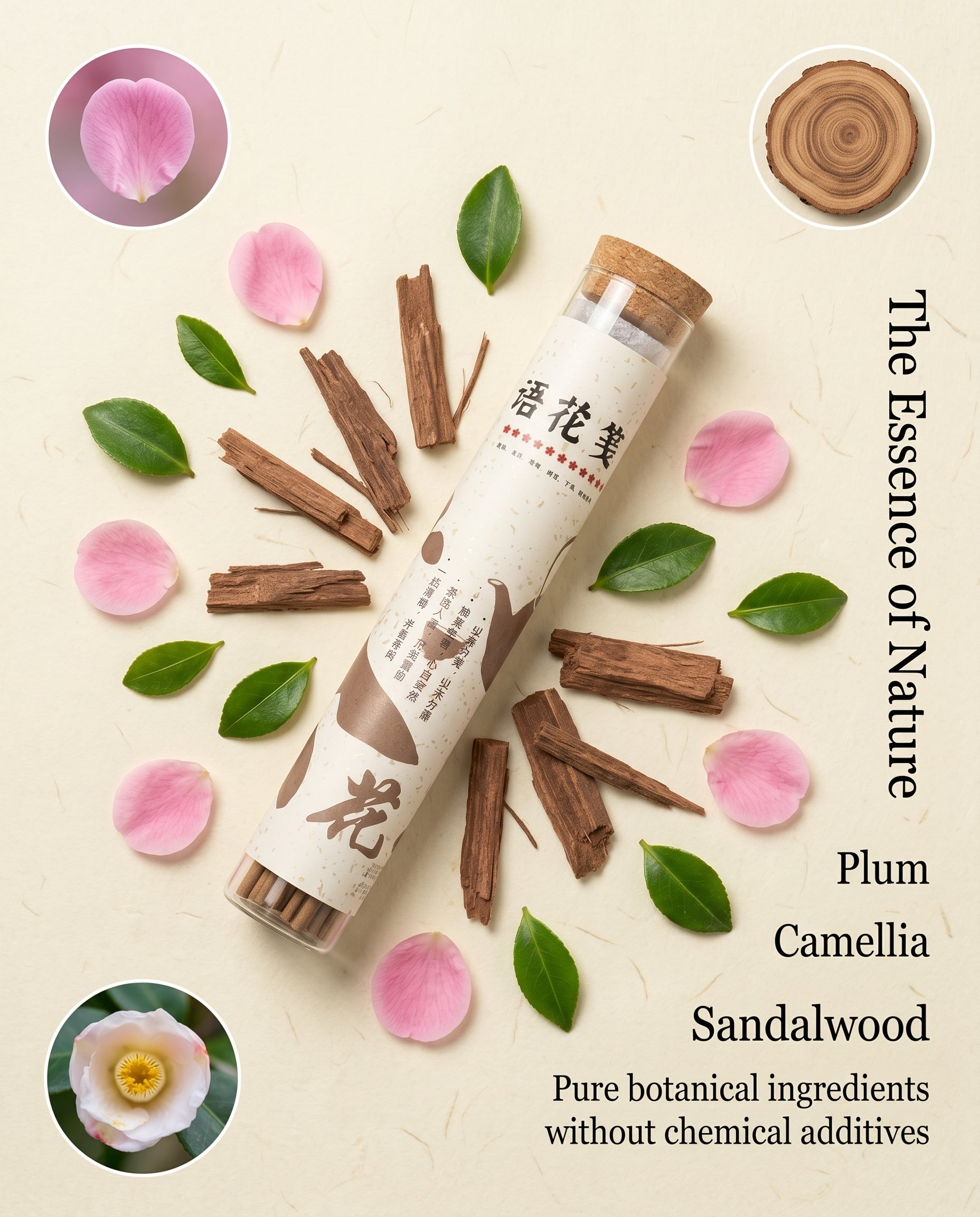 Zenflowing Energizing & Focus Enhancing Plum Blossom Camellia Sandalwood Incense Stick