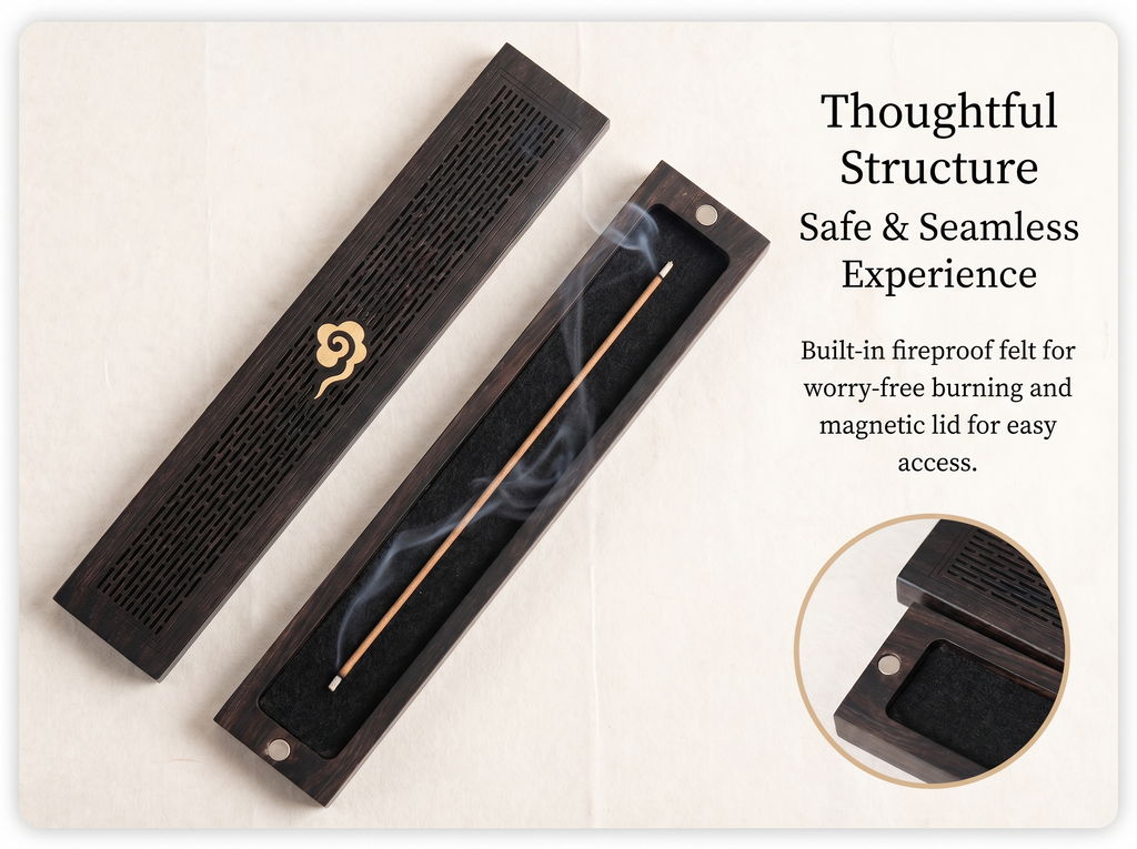 Zenflowing Ebony Wood Horizontal Incense Box