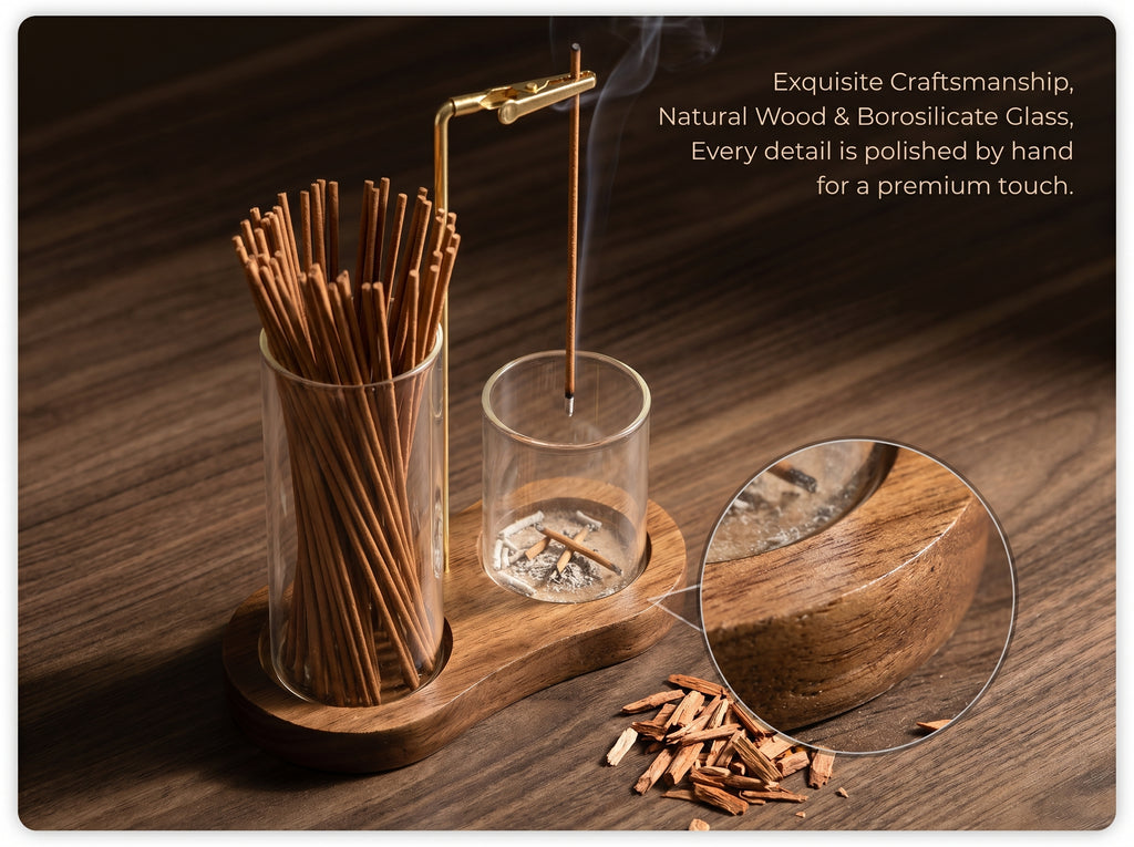 Zenflowing Multi-Function Wood & Glass Incense Burner