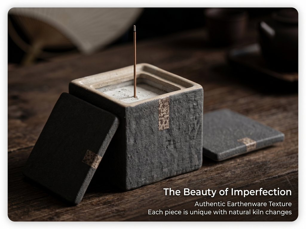 Zenflowing Antique Wabi-Sabi Earthenware Incense Burner