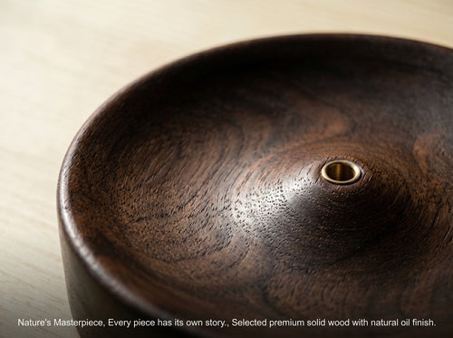 Zenflowing Black Walnut & Ebony Wood Incense Holder Base