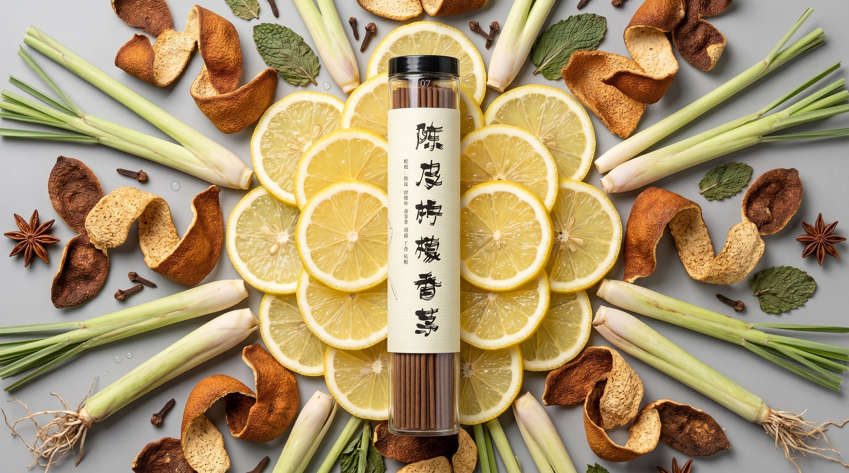 Zenflowing Insect Repellent & Calming Spirit Tangerine Peel Lemon Lemongrass Natural Herbal Incense Stick