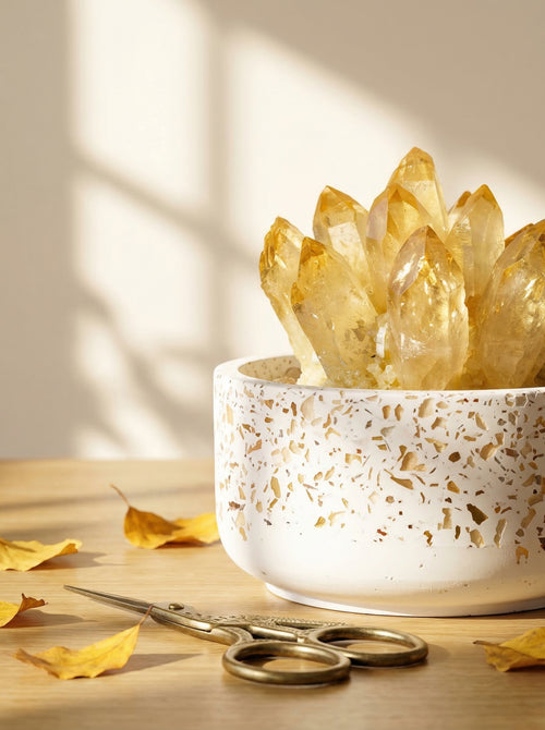 Zenflowing Crystal Cluster Potted Plant - Natural Amethyst Citrine Desk Decor & Aromatherapy Stone