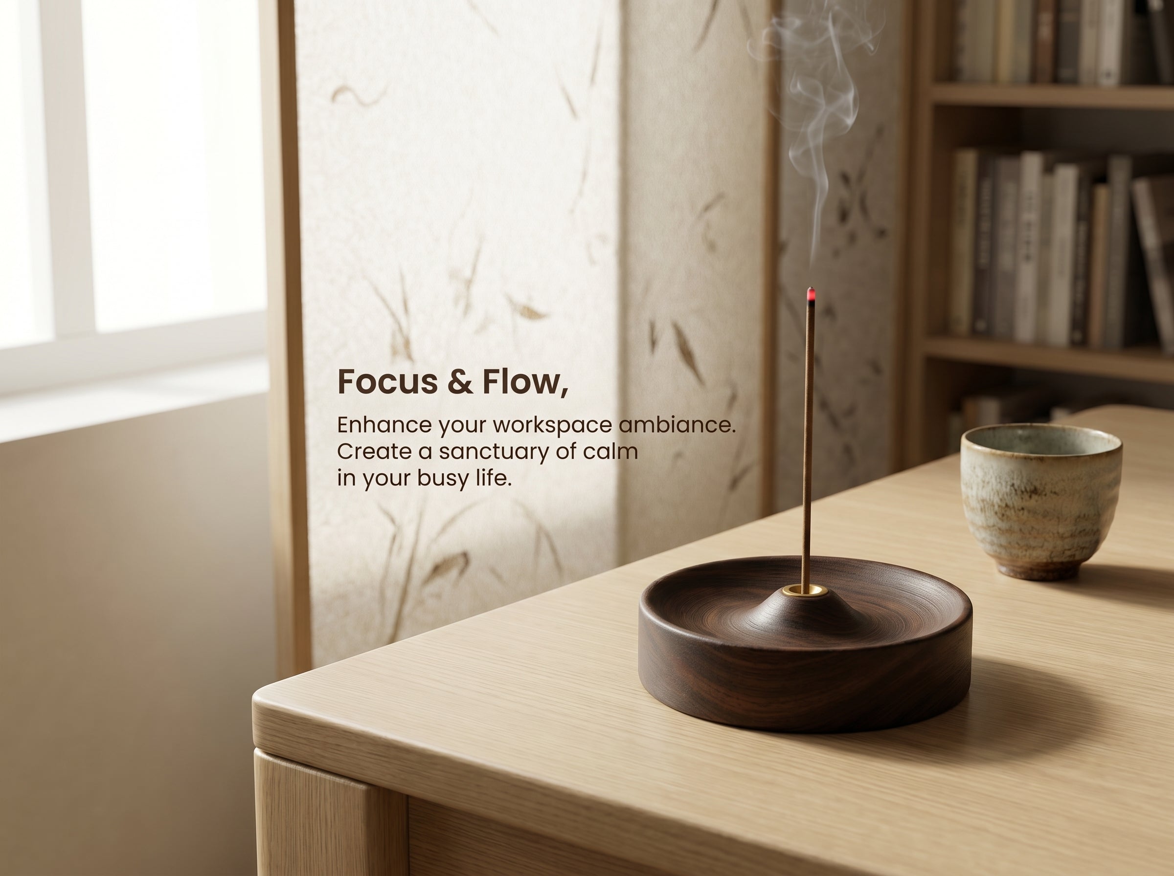 Zenflowing Black Walnut & Ebony Wood Incense Holder Base