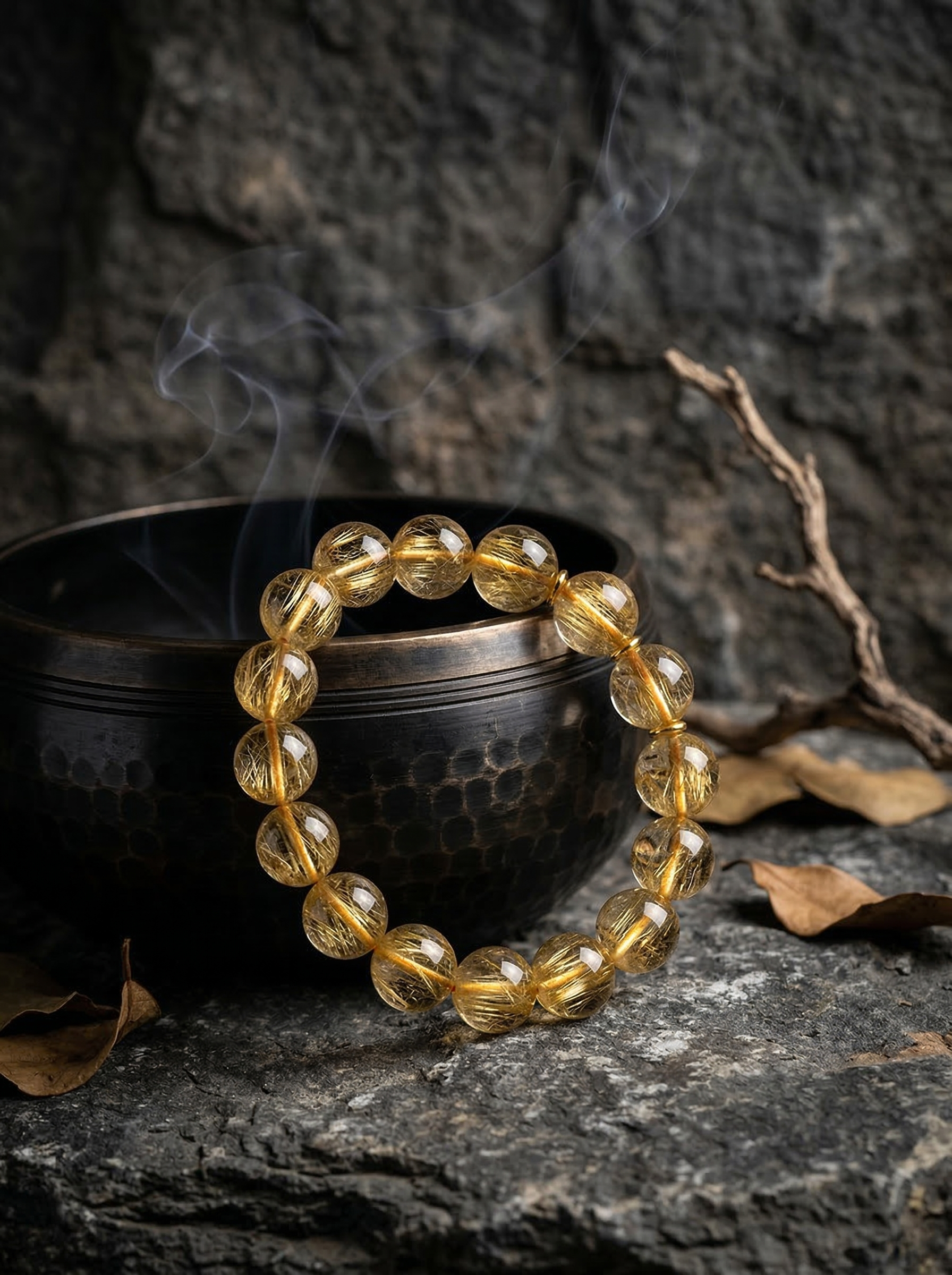 Zenflowing Natural Golden Rutilated Quartz Wealth Energy Bracelet