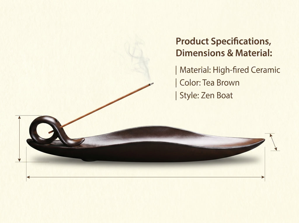 Zenflowing Taoist Serenity Boat Ceramic Incense Holder