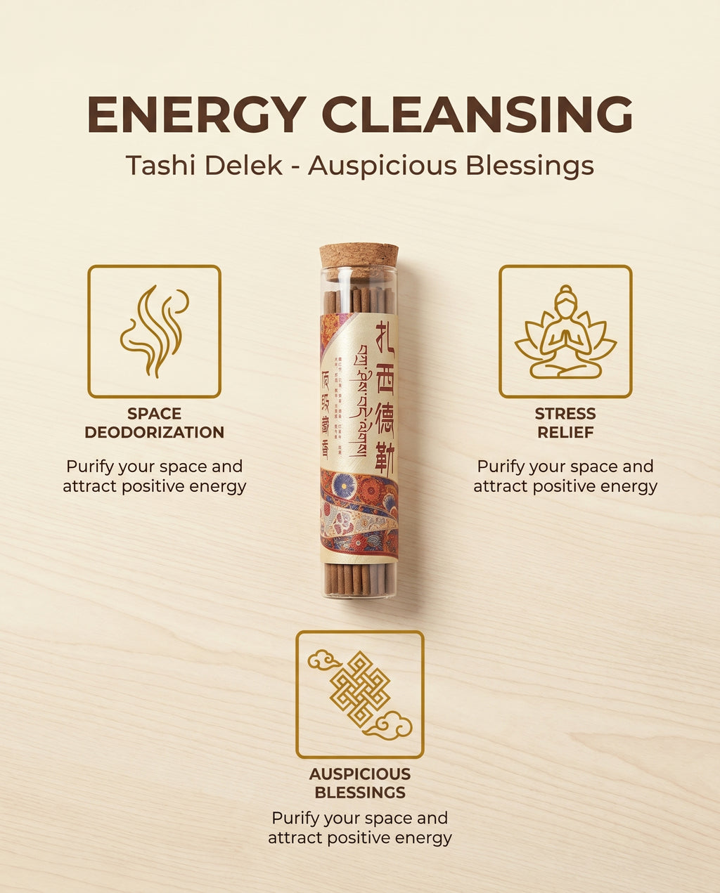 Zenflowing Mind Cultivation & Energy Purification Tashi Delek Tibetan Herbal Sandalwood Incense Stick