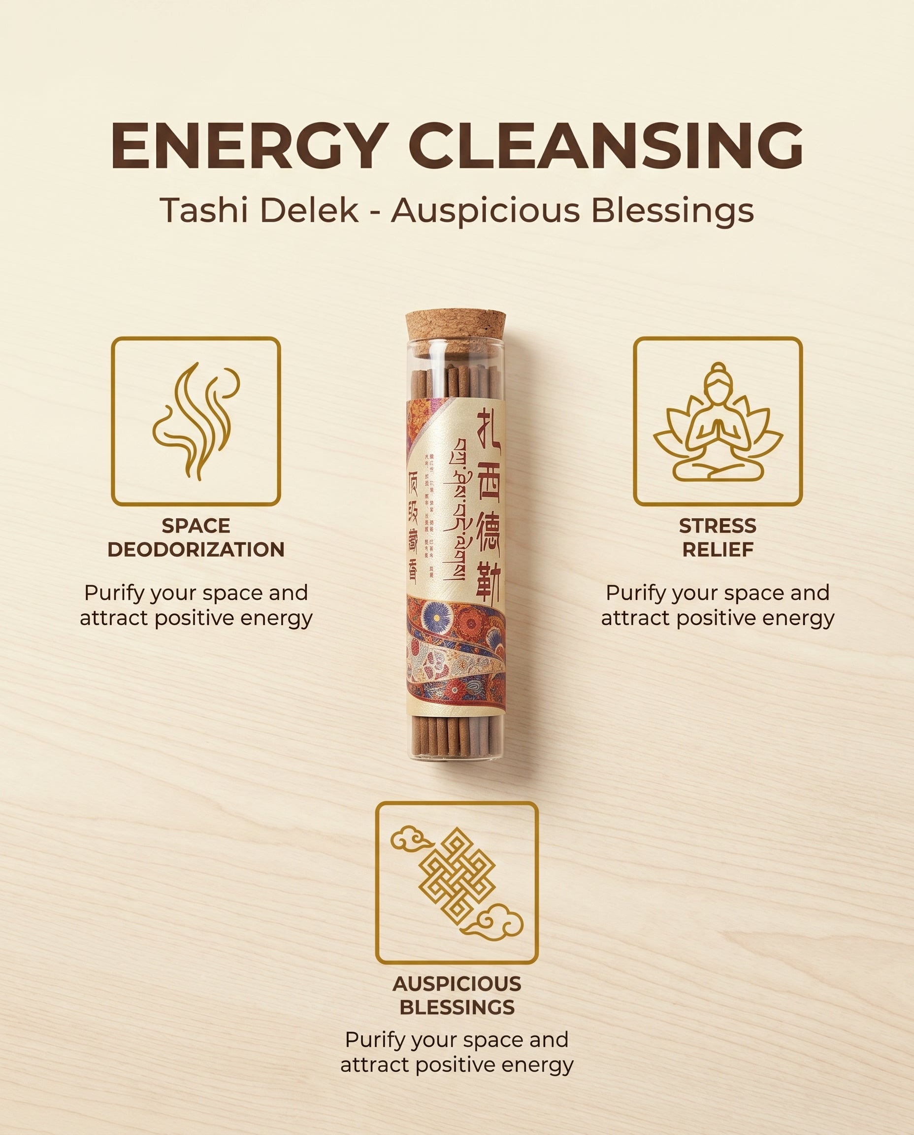 Zenflowing Mind Cultivation & Energy Purification Tashi Delek Tibetan Herbal Sandalwood Incense Stick