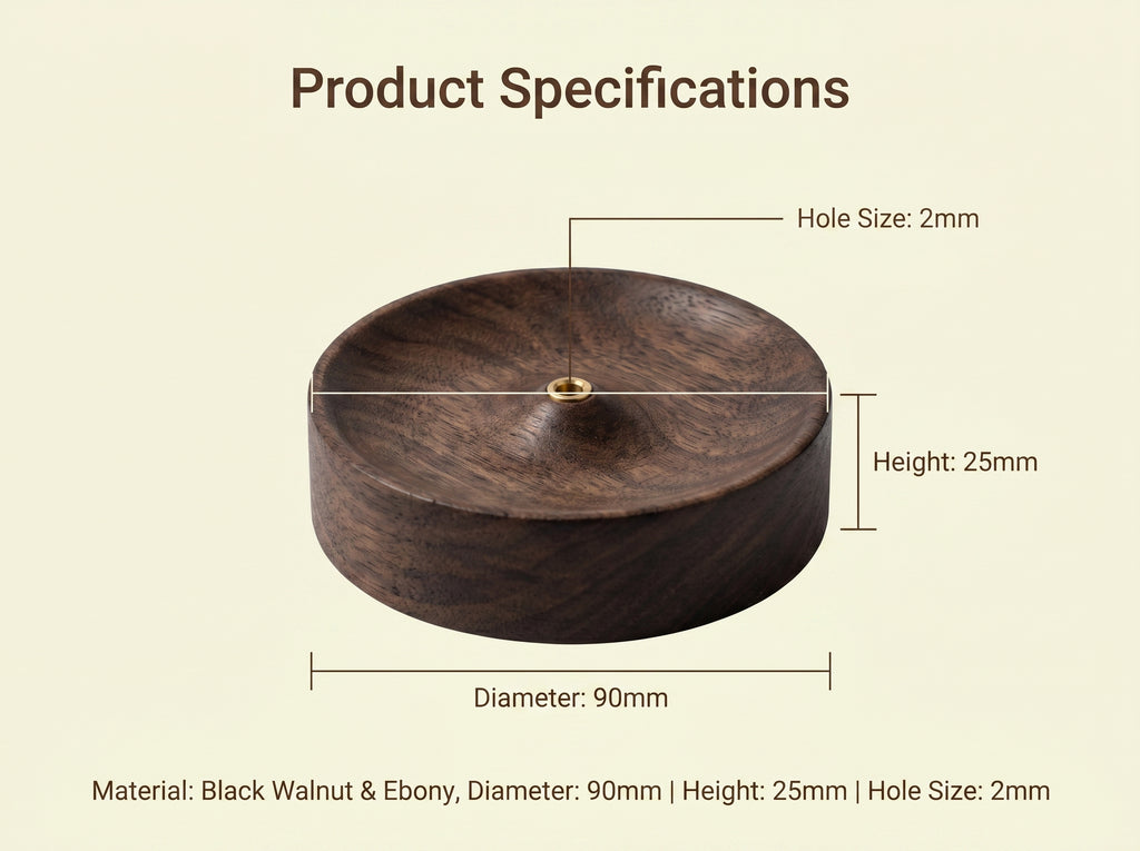 Zenflowing Black Walnut & Ebony Wood Incense Holder Base