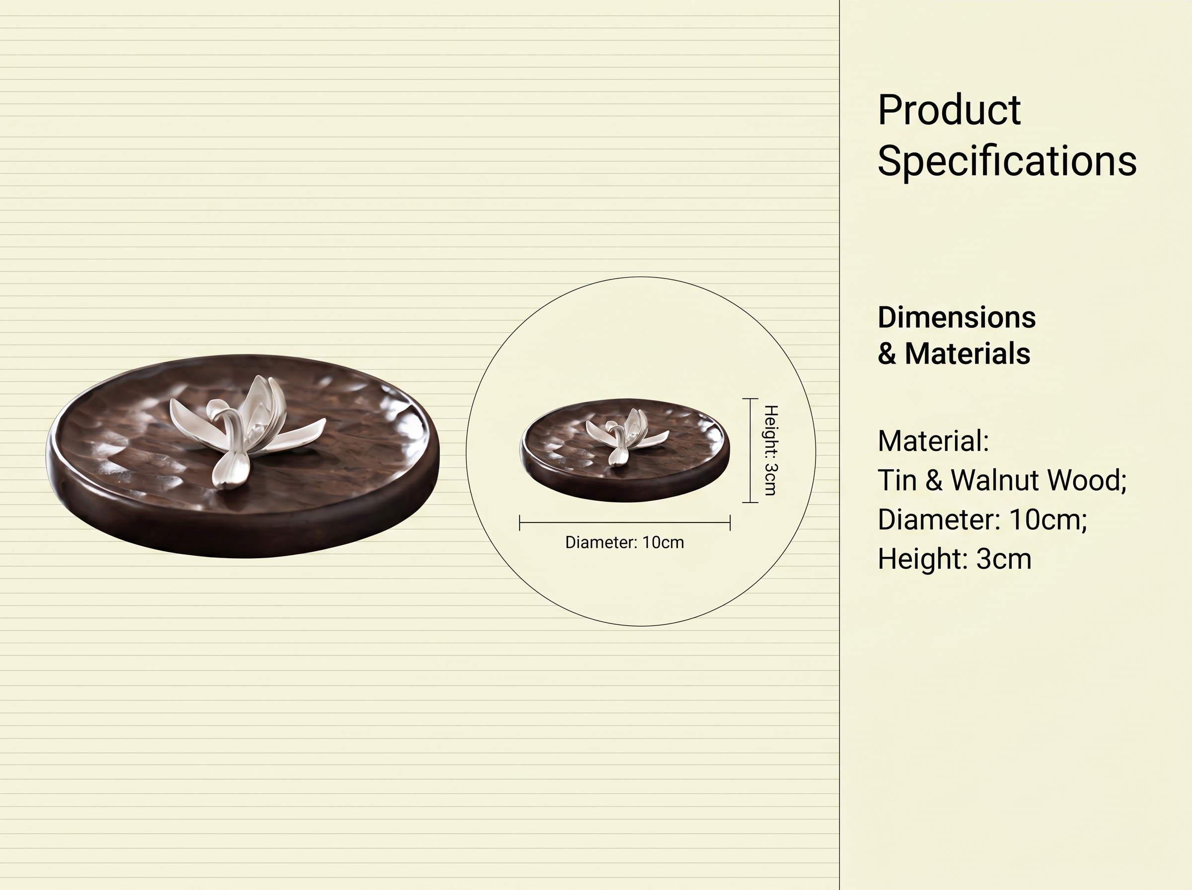 Zenflowing Magnolia Harmony Tin & Solid Wood Incense Holder