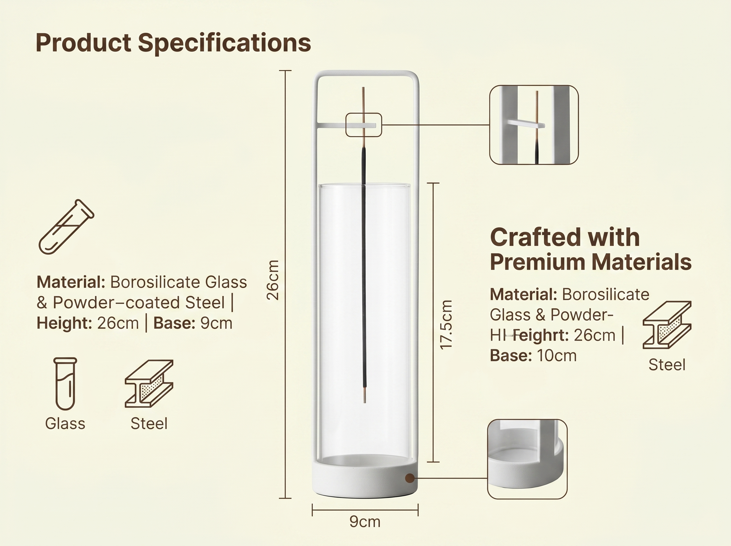 Zenflowing Detachable Glass Hanging Incense Burner