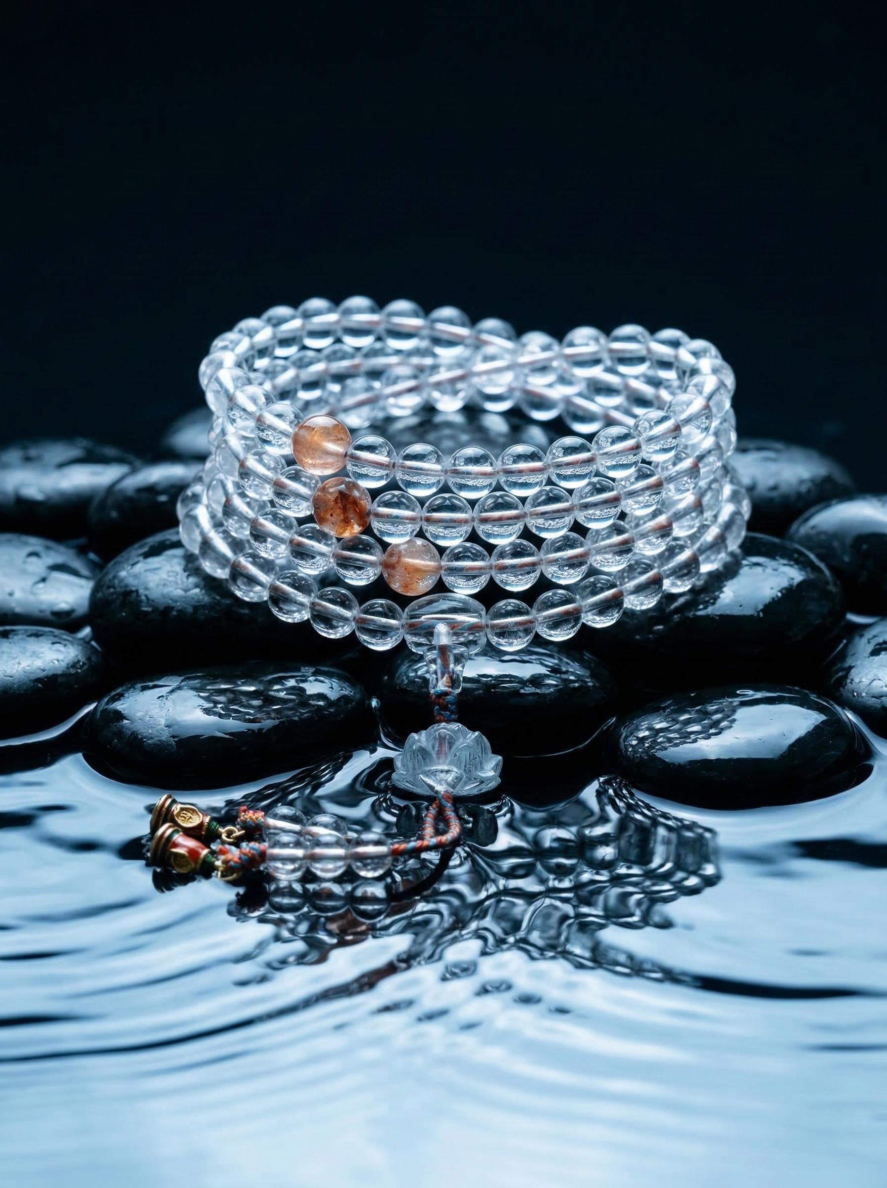 Zenflowing Natural White Crystal 108 Beads Mala Bracelet