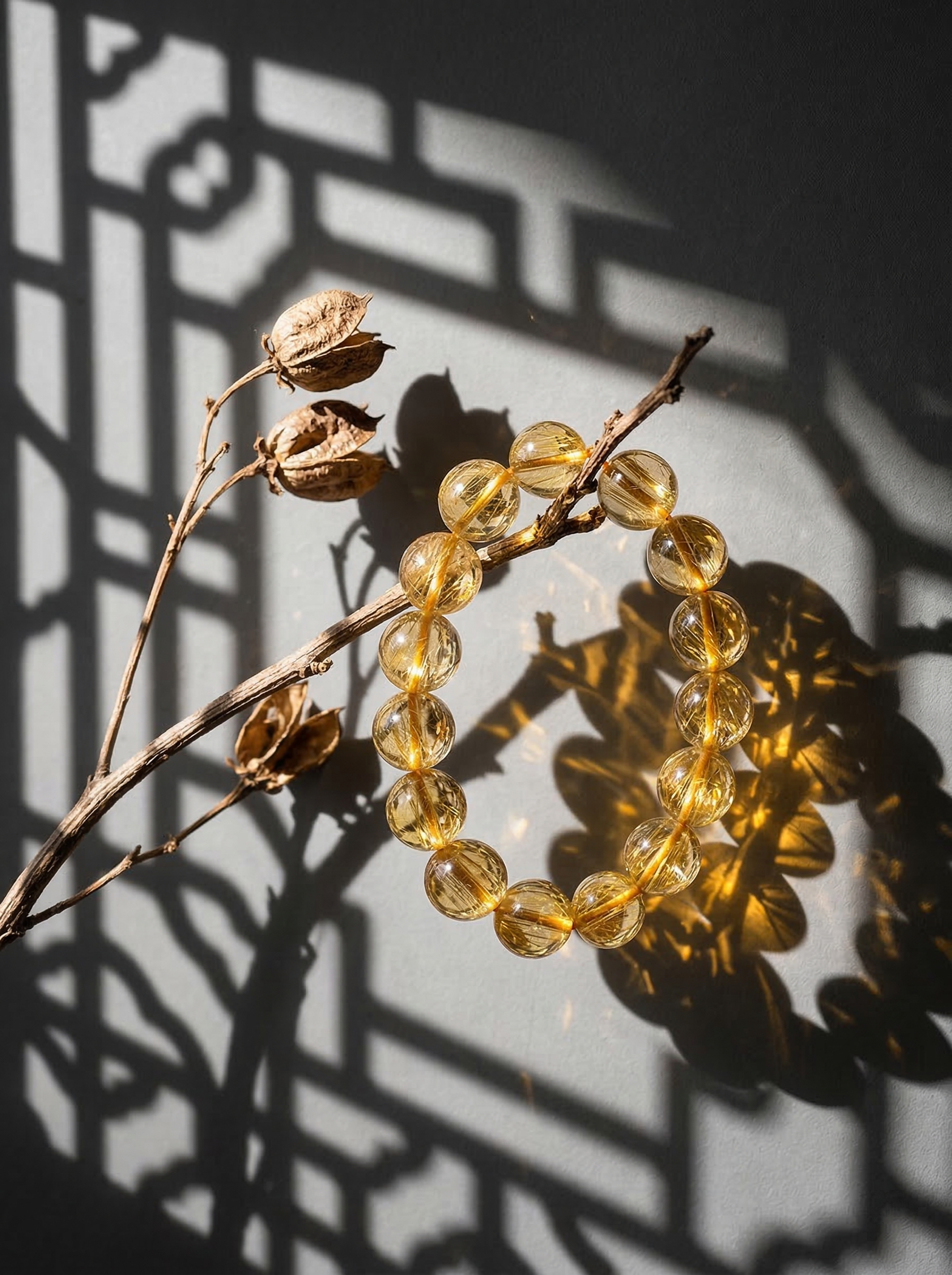 Zenflowing Natural Golden Rutilated Quartz Wealth Energy Bracelet