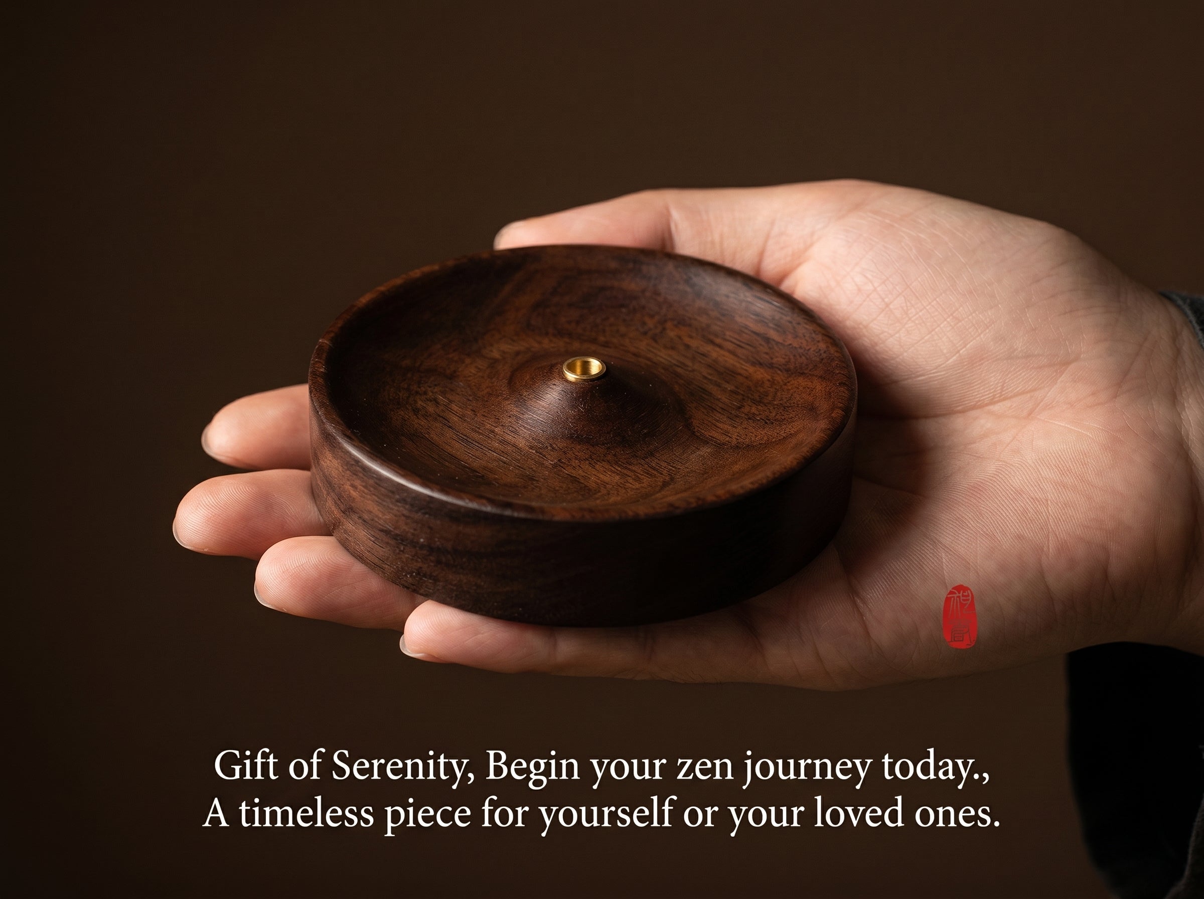 Zenflowing Black Walnut & Ebony Wood Incense Holder Base