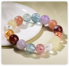 Natural Multi-Treasure Crystal Bracelet – Yellow Tower, Pink & Purple Quartz Beads
