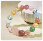 Natural Multi-Treasure Crystal Bracelet – Yellow Tower, Pink & Purple Quartz Beads