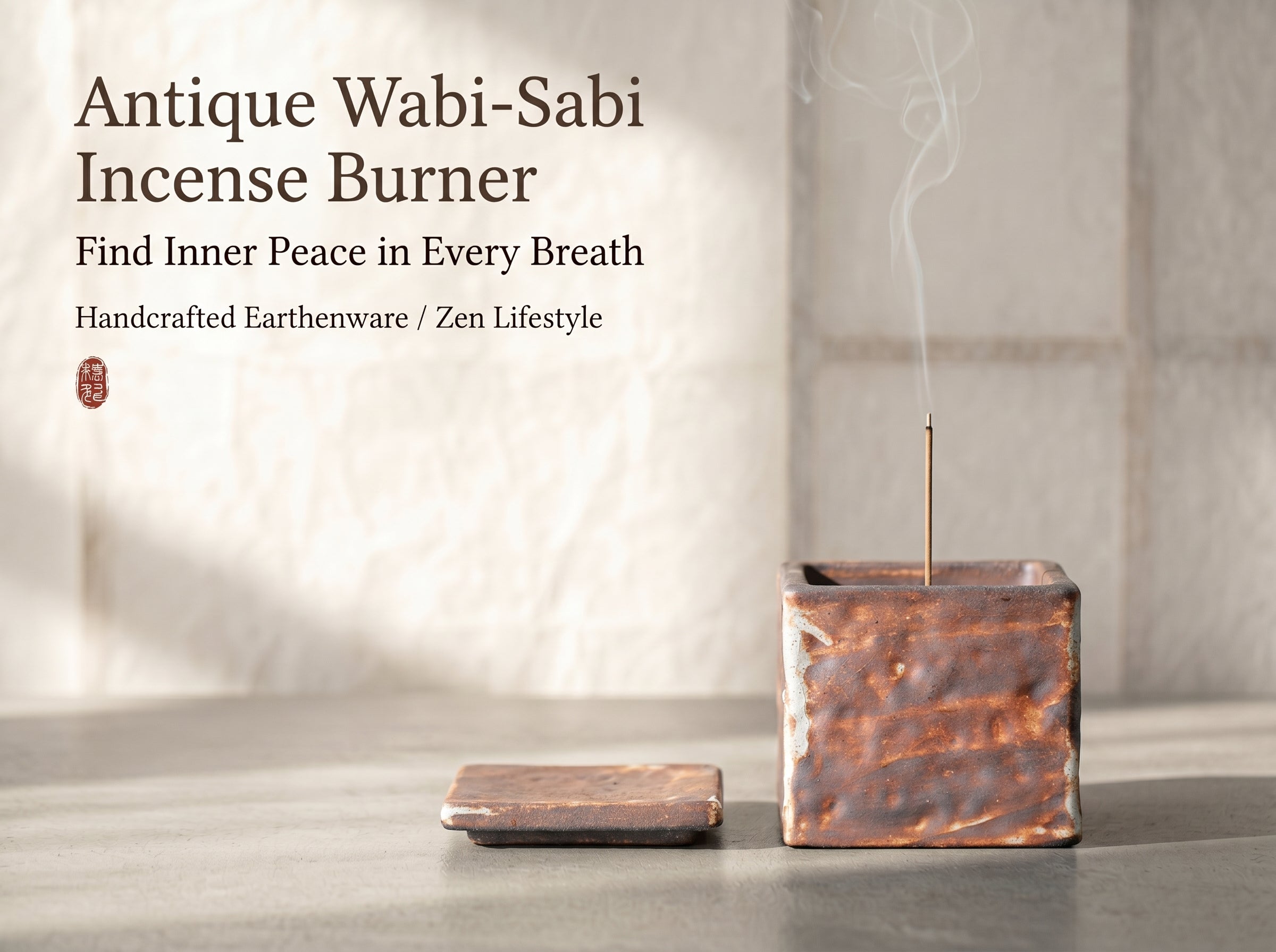 Zenflowing Antique Wabi-Sabi Earthenware Incense Burner